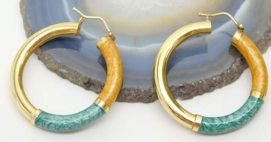 18K Yellow Gold Enameled Hoop Earrings 7.7g image number 8