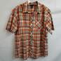 Marmot orange and blue plaid button up short sleeve shirt men's XL image number 1