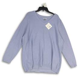 NWT Croft & Barrow Womens Blue V-Neck Long Sleeve Pullover Sweater Size 2X