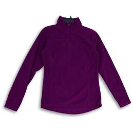 Alpine Design Womens Purple 1/4 Zip Mock Neck Long Sleeve Pullover T-Shirt Sz S