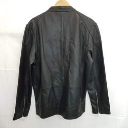 Men's Calibrate Black Leather Zip Up Biker Style Jacket Size Large NWT alternative image