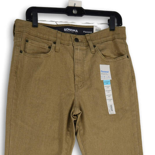 NWT Mens Tan Denim Medium Wash Flexwear Slim Straight Leg Jeans Size 31X32 image number 3