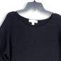 Womens Black Tight-Knit Round Neck Long Sleeve Side Zip Tunic Sweater Sz M image number 3