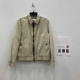 Burberry Mens Beige Long Sleeve Full-Zip Jacket Size Medium With COA