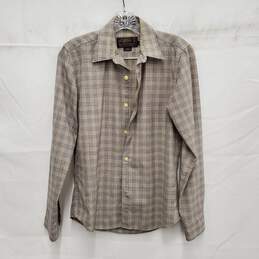 Pendleton Jasper MN's Light Gray & Beige Plaid Long Sleeve Shirt Size XS