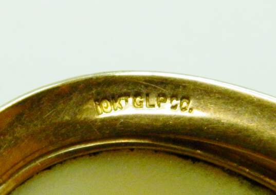 Vintage 10K Gold Carved Shell Cameo Pendant Brooch 6.7g image number 5