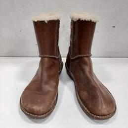 Ugg Women's S/N 3336 Brown Leather Lillie Sheepskin Winter Boots Size 10