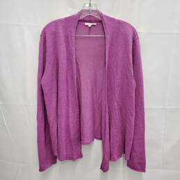 Eileen Fisher WM's Open Knit Pink 100% Linen Cardigan Open Sweater Size L