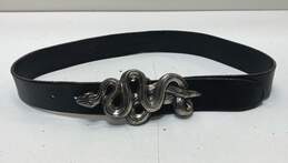 Streets Ahead Elena Silver Snake Buckle Leather Belt Size S/M