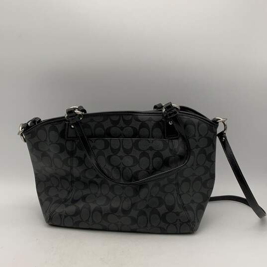 Coach Womens Black Gray Leather Monogram Adjustable Strap Crossbody Bag Purse image number 2