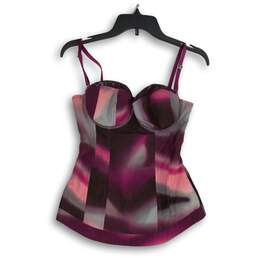 G By Guess Womens Purple Sleeveless Padded Side Zip Bustier Top Size XS