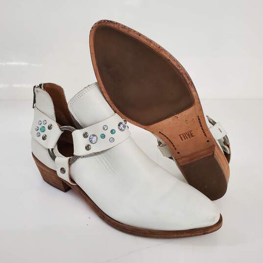 Frye White Leather Studded Boots Women's Size 6M image number 1