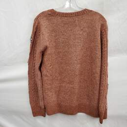 NWT DG2 By Diane Gilman WM's Embellished Cable Knit Amber Crewneck Sweater Size M alternative image