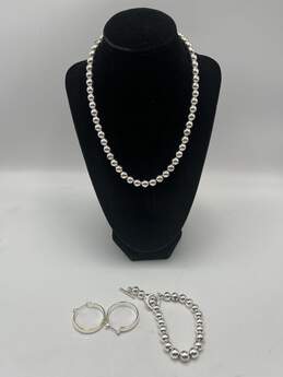 Set Of 3 Pieces Womens White Necklace Bracelet & Earrings 76.6g JEWXEJZD5-B