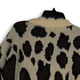 Womens Black Brown Animal Print Long Sleeve Pullover Sweater Size Medium