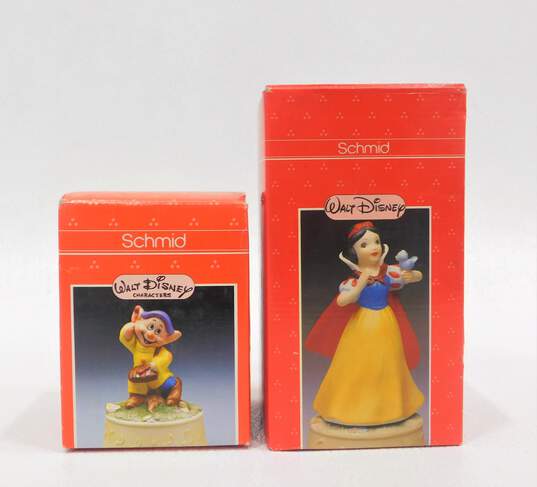 Vintage Schmid Walt Disney Characters Rotating Music Snow White Dopey IOB image number 1
