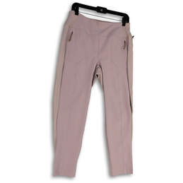 Womens Purple Pockets Flat Front Elastic Waist Cropped Leggings Size Large alternative image