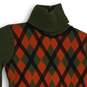 Red Valentino Womens Orange Green Argyle Turtleneck Pullover Sweater Size XS image number 3