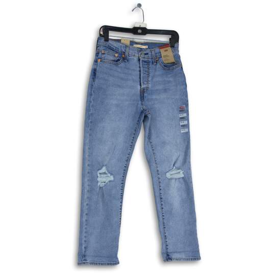 NWT Womens Blue Denim Medium Wash Wedgie Straight Leg Jeans Size 28x28 image number 1