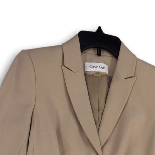 Womens Beige Long Sleeve Notch Lapel Single Breasted Two Button Blazer Sz 2 image number 3