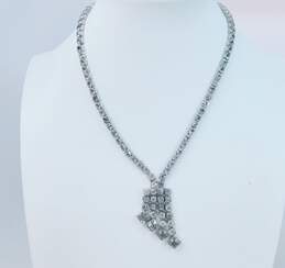 Vintage Icy Rhinestone Silver Tone Necklaces & Bracelet w/ Clip On Earrings 76.7g alternative image