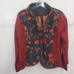 L. O'Neill Designs Floral Print Red/Black Women's Blazer Size XL