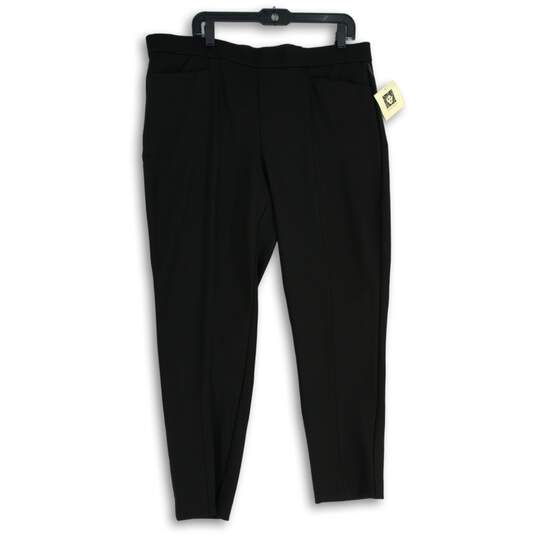 NWT Womens Black Stretch Flat Front Elastic Waist Pull-On Ankle Pants Size XL image number 1
