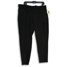 NWT Womens Black Stretch Flat Front Elastic Waist Pull-On Ankle Pants Size XL