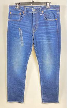 NWT American Eagle Outfitters Mens Blue Medium Wash Straight Jeans Size 34X30