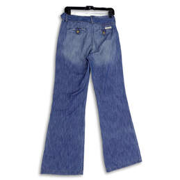 Womens Blue Denim Belted Medium Wash Straight Leg Flared Jeans Size 29 alternative image