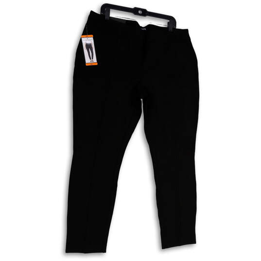 NWT Womens Black Flat Front Elastic Waist Slim Leg Dress Pants Size XXL image number 1