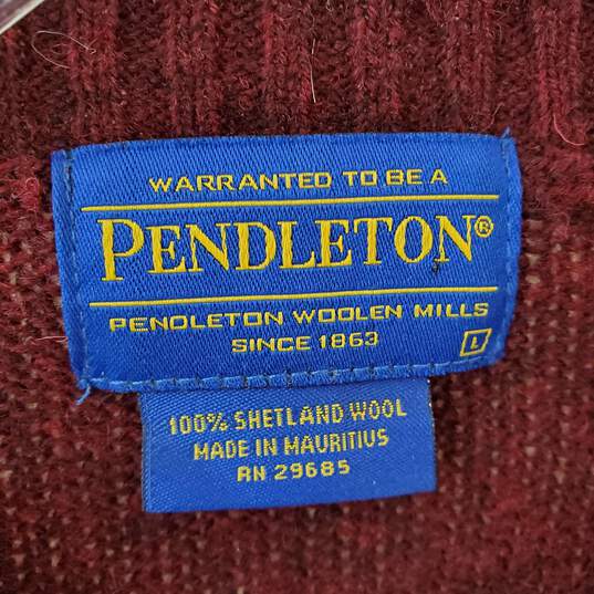 Large Size Maroon Color Long Sleeve Wool Sweater image number 3