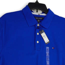 NWT Mens Blue Spread Collar Short Sleeve Polo Shirt Size X-Large