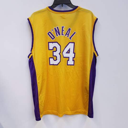Champions Mens Yellow Los Angeles Lakers Shaquille O'Neal #34 Jersey Sz L image number 3