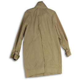 Womens Tan Mock Neck Long Sleeve Welt Pocket Full-Zip Overcoat Size X-Large alternative image