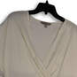 Womens White V-Neck Short Sleeve Stretch Pullover Blouse Top Size XXS image number 3