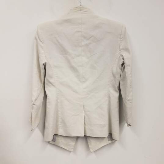 Womens White Long Sleeve Pockets Single Breasted Blazer Jacket Size 4 image number 2