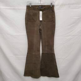 NYDJ WM's Pull On Maxi Flare 100% Lamb Moss Brown Pants Size XS