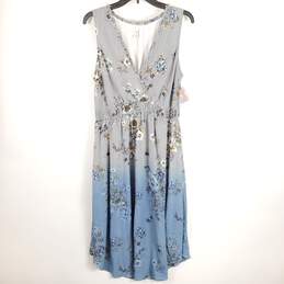 Daises Women Blue Striped Floral Maxi Dress L NWT