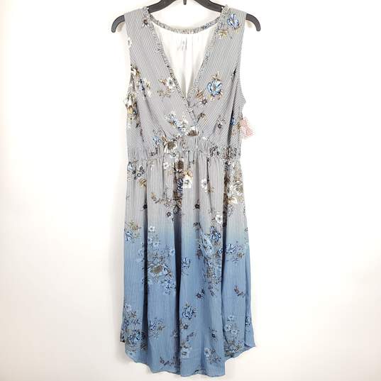 Daises Women Blue Striped Floral Maxi Dress L NWT image number 1