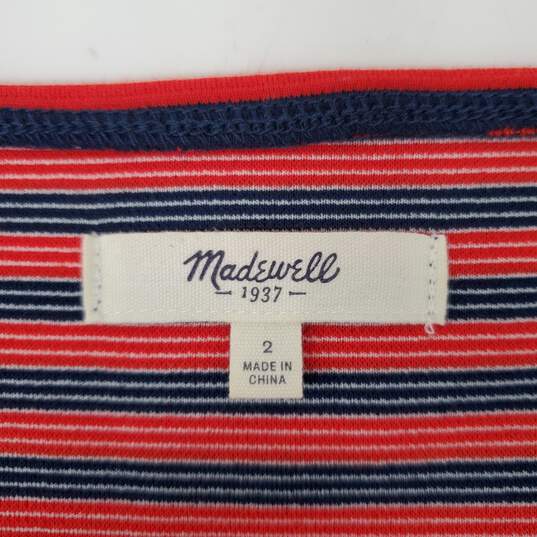 Madewell WM's Blue & Red Striped A-Line Midi Dress Size 2 image number 3