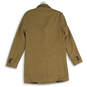 Mens Tan Long Sleeve Notch Lapel Pockets Lined Button Front Overcoat Size M image number 2