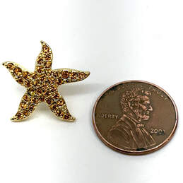 Designer Swarovski Gold-Tone Rhinestone Starfish Shape Tack Brooch Pin alternative image