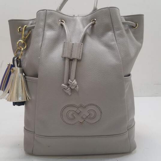 Cole Haan Gray Leather Drawstring Backpack Bag image number 1