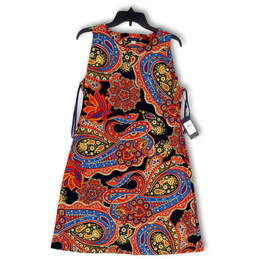 NWT Womens Multicolor Paisley Sleeveless Round Neck Mini Shift Dress Sz 10 alternative image
