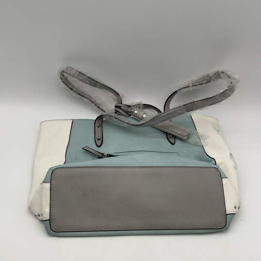 NWT Womens Blue Leather Inner Zip Pocket Double Strap Shoulder Bag image number 2