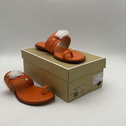 NIB Womens Rory 40R3ROFA1L Orange Leather Logo Flat Thong Sandals Size 11M alternative image