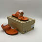 NIB Womens Rory 40R3ROFA1L Orange Leather Logo Flat Thong Sandals Size 11M image number 2