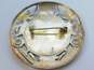 Artisan 925 Sterling Silver & 18k Yellow Gold Peruvian Etched Brooch Pin 11.9g image number 2