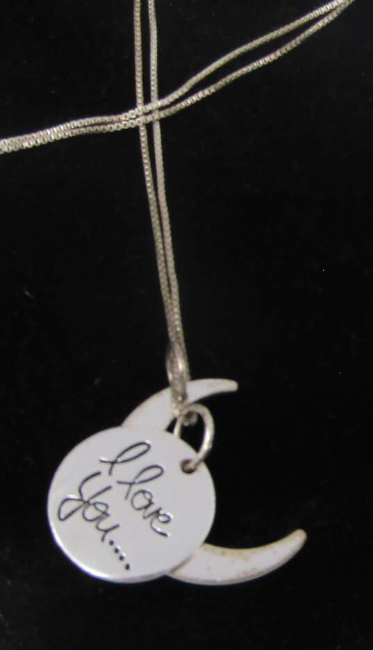 I Love You To The Moon And Back Sterling Silver Necklace image number 2